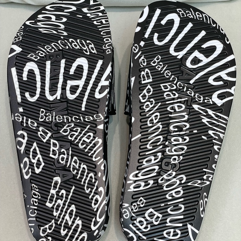 Balenciaga 女裝 黑白塗鴉印花拖鞋 EUR36 I387PE-6