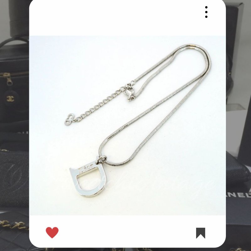 8月新品上架 🔥甜價 限時折扣 💖 ✨Dior Logo necklace 銀色D LOGO 氣質款頸鏈 經典DIOR 頸項款-9