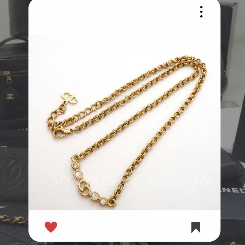 8月新品上架 🔥甜價 限時折扣 💖 ✨Dior Logo necklace 金色復古氣質款頸鏈 經典DIOR 頸項款-1