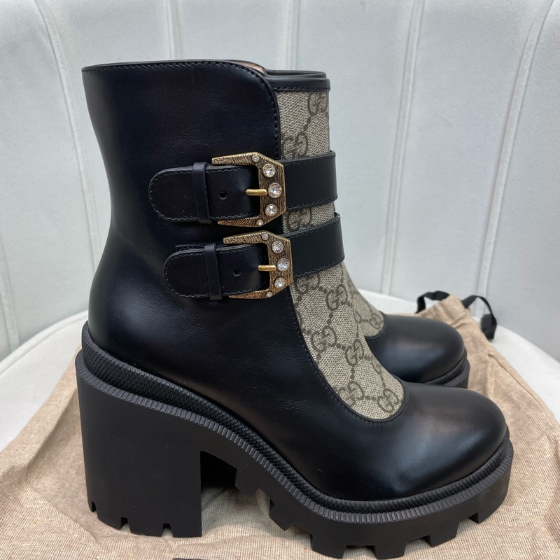 GUCCI 黑色老花馬丁靴 EUR36.5 X621-2