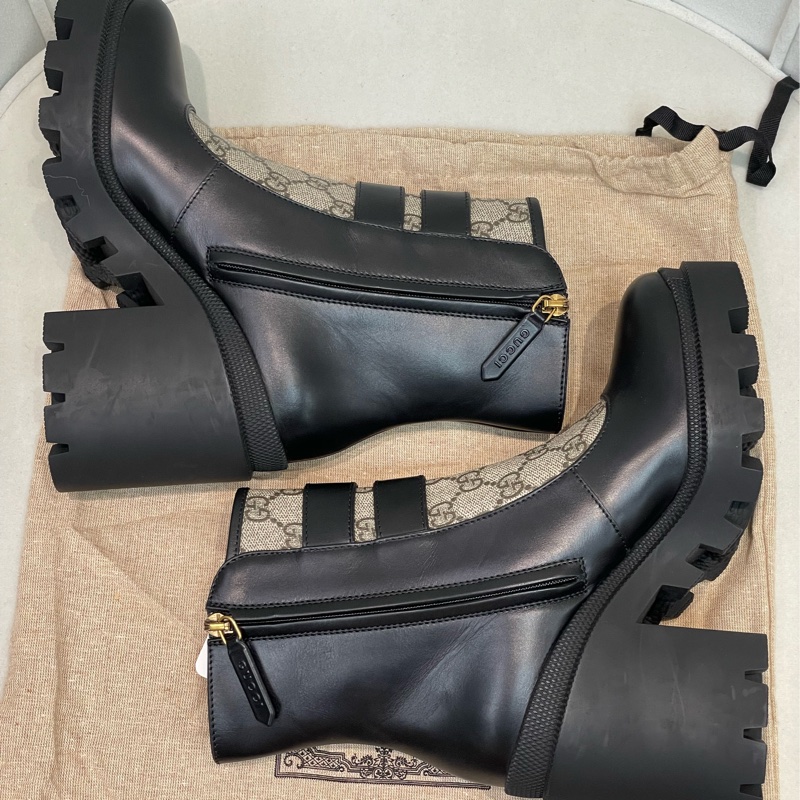 GUCCI 黑色老花馬丁靴 EUR36.5 X621-5