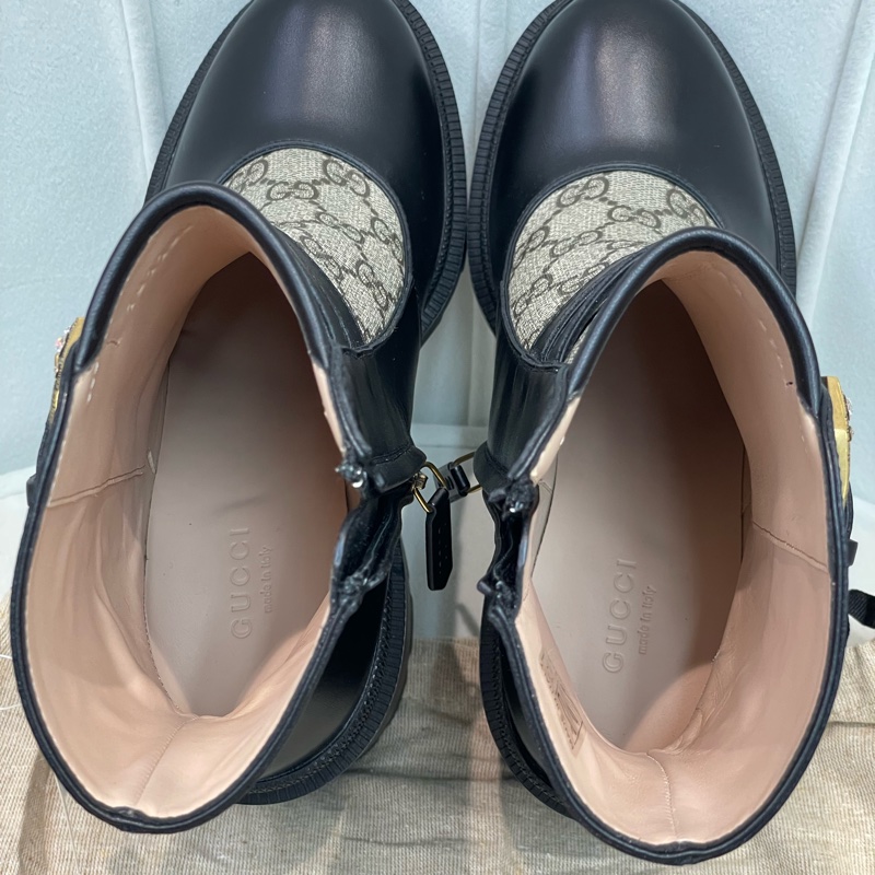 GUCCI 黑色老花馬丁靴 EUR36.5 X621-11