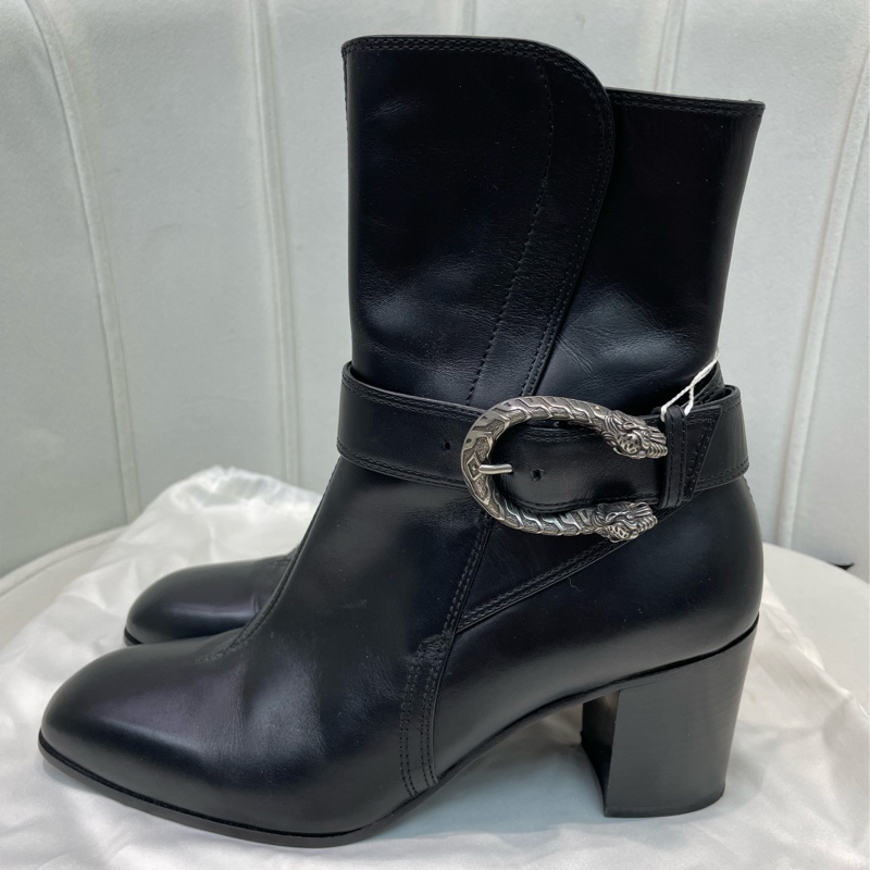 GUCCI 黑色酒神扣短靴 EUR37 XA206-4