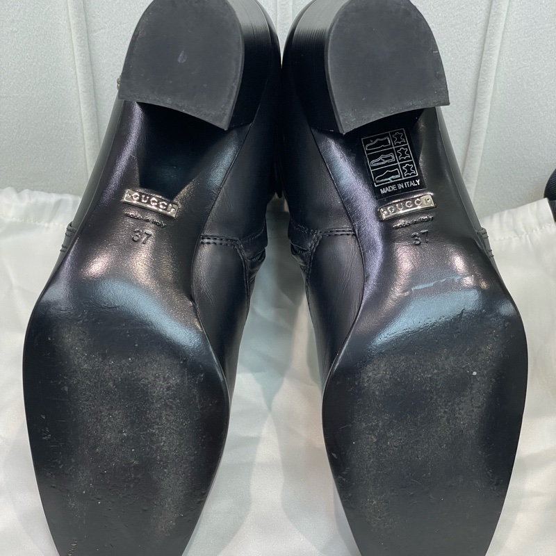 GUCCI 黑色酒神扣短靴 EUR37 XA206-7