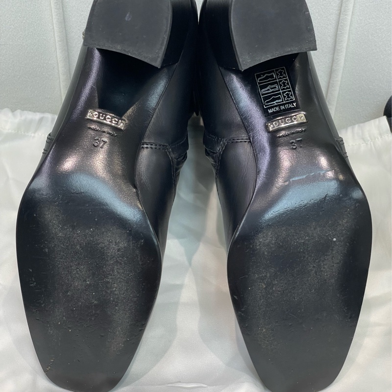 GUCCI 黑色酒神扣短靴 EUR37 XA206-17