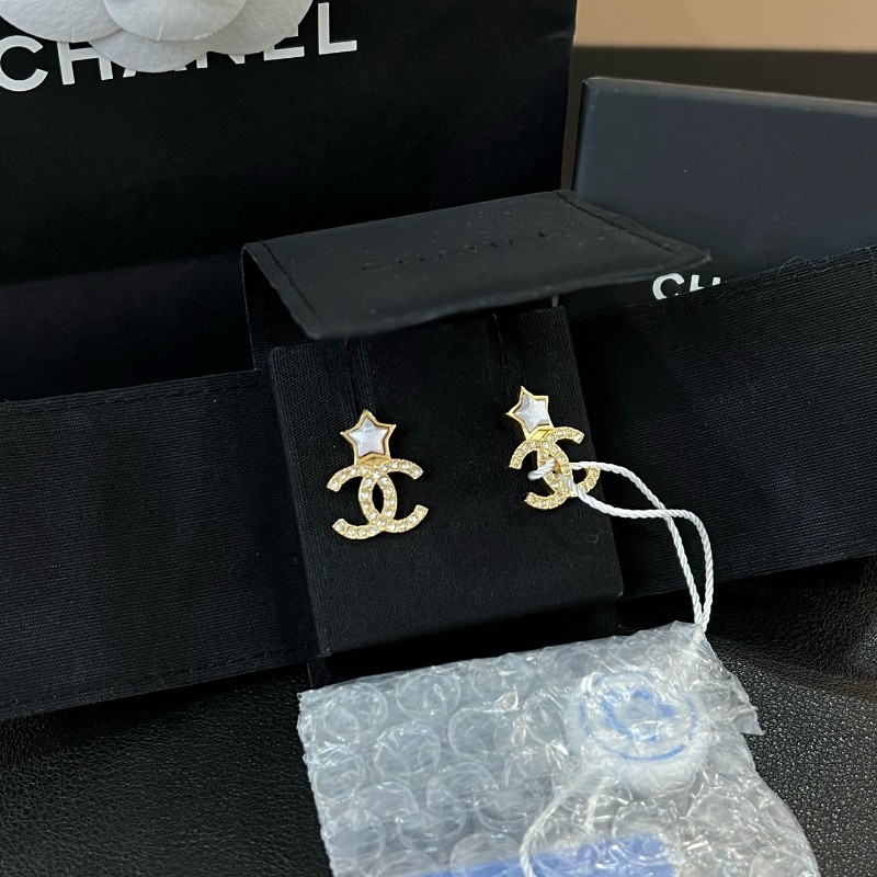 Chanel香奈兒24C星星珍珠雙C logo滿鑽耳釘 附件盒子-3