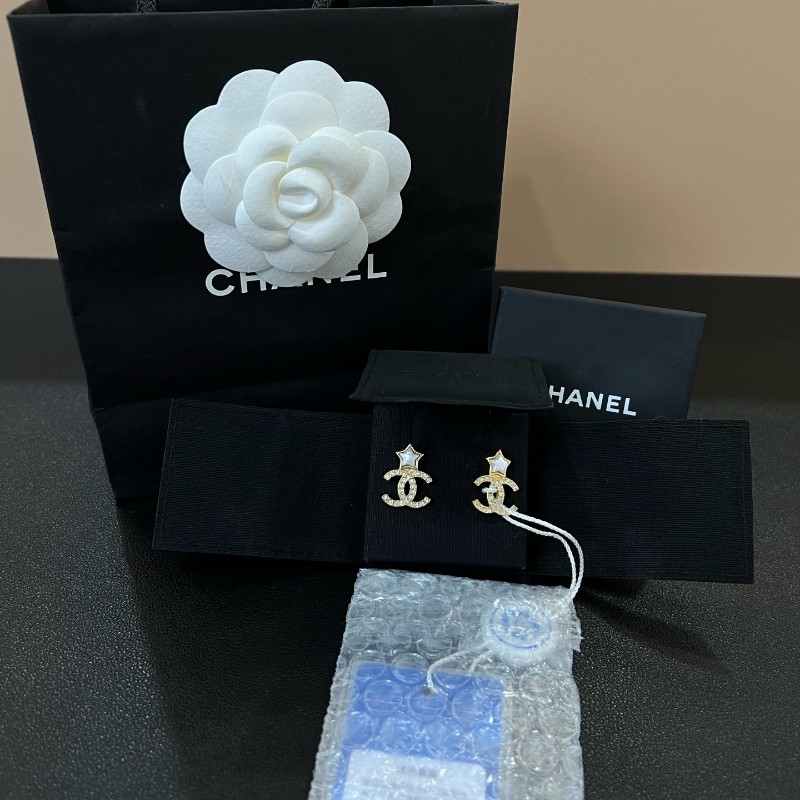Chanel香奈兒24C星星珍珠雙C logo滿鑽耳釘 附件盒子-4