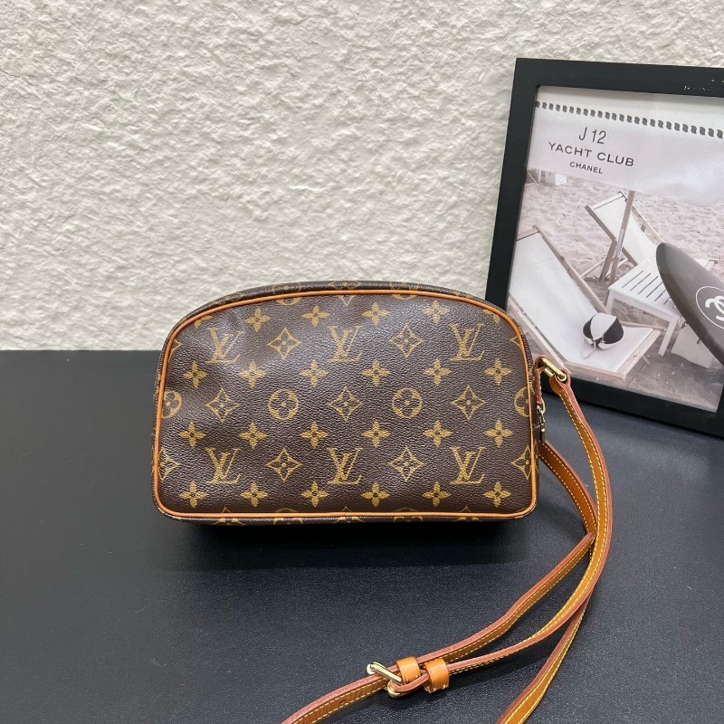 LV路易威登 中古經典老花 洗漱包 化妝包 斜背包 肩帶後加-1