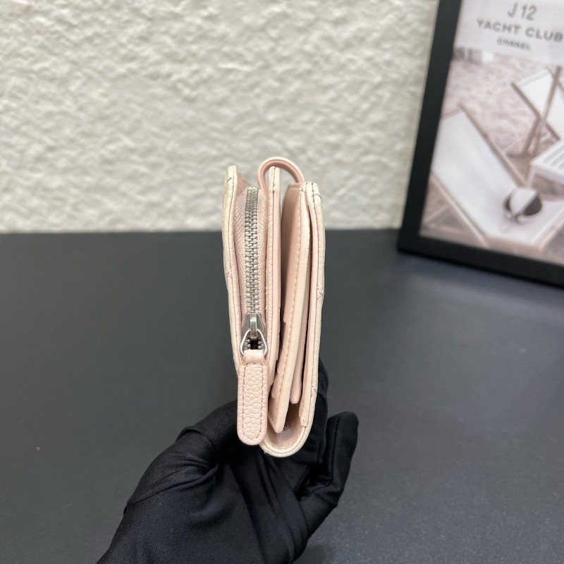 Chanel香奈兒 裸粉色長夾 經典菱格紋荔枝牛皮 卡包 零錢包 內裡多個卡位-2