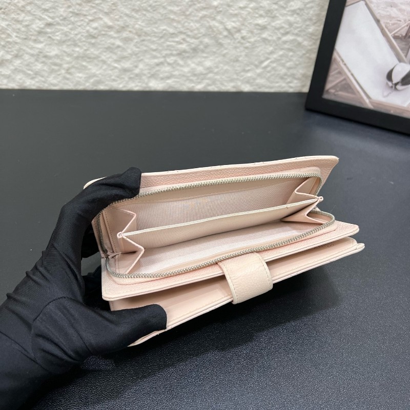 Chanel香奈兒 裸粉色長夾 經典菱格紋荔枝牛皮 卡包 零錢包 內裡多個卡位-6