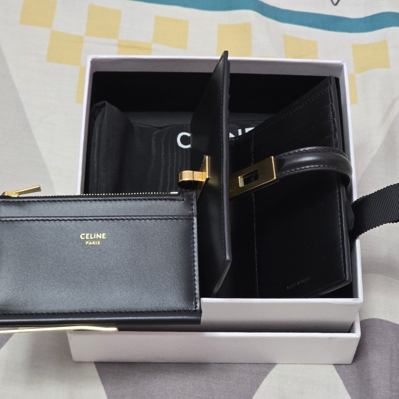 CELINE 緞面小牛皮錢包 16 (Cèze),附零錢包-2