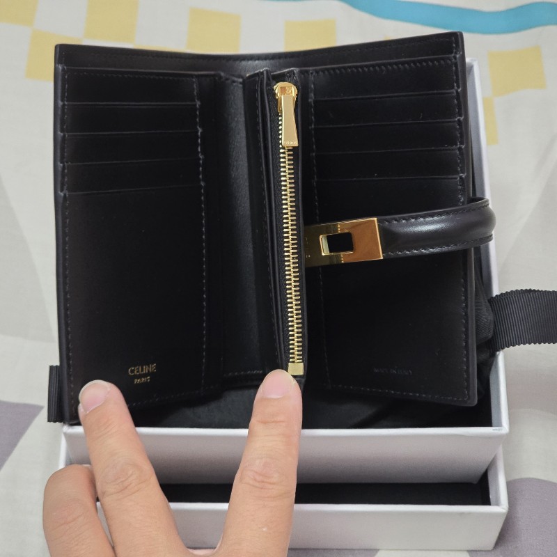CELINE 緞面小牛皮錢包 16 (Cèze),附零錢包-12