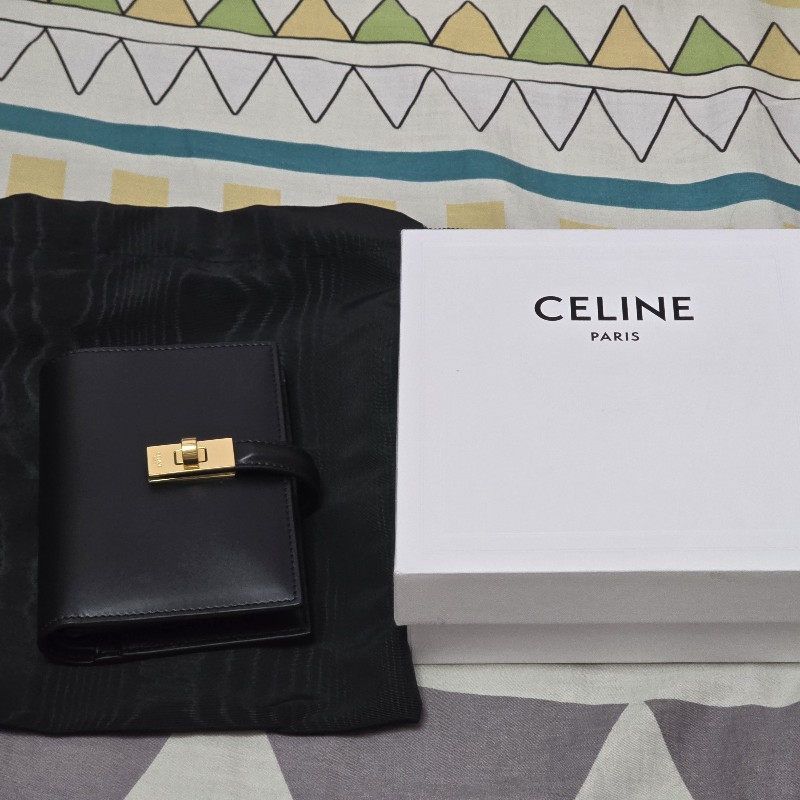 CELINE 緞面小牛皮錢包 16 (Cèze),附零錢包-16