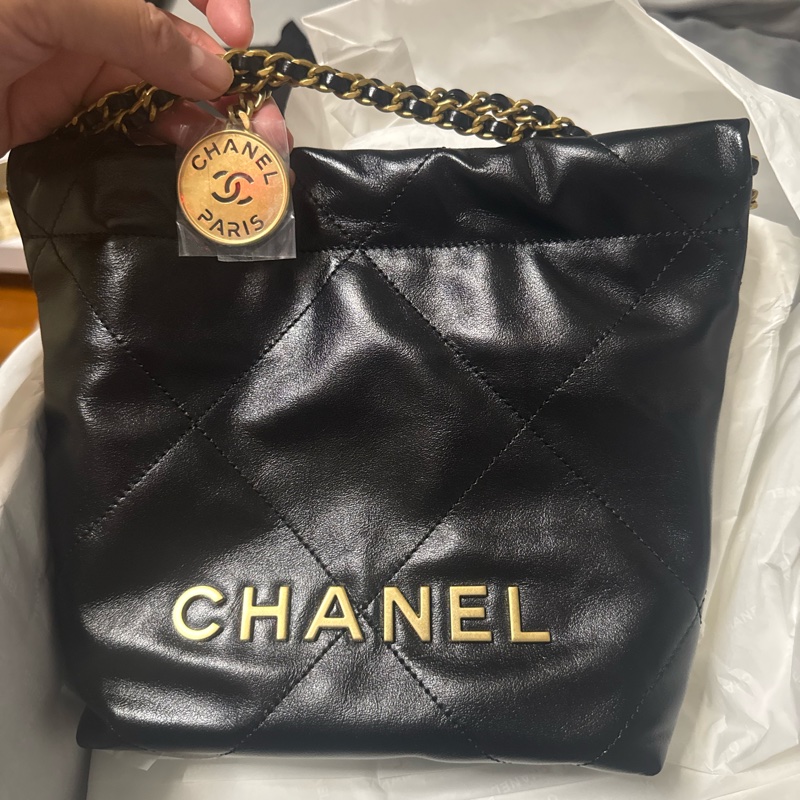 全新Chanel 22mini黑金芯片版-7