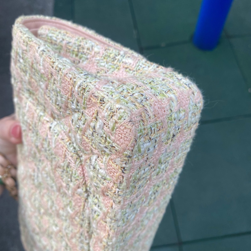 Chanel Vintage 粗毛呢手工編織包-17