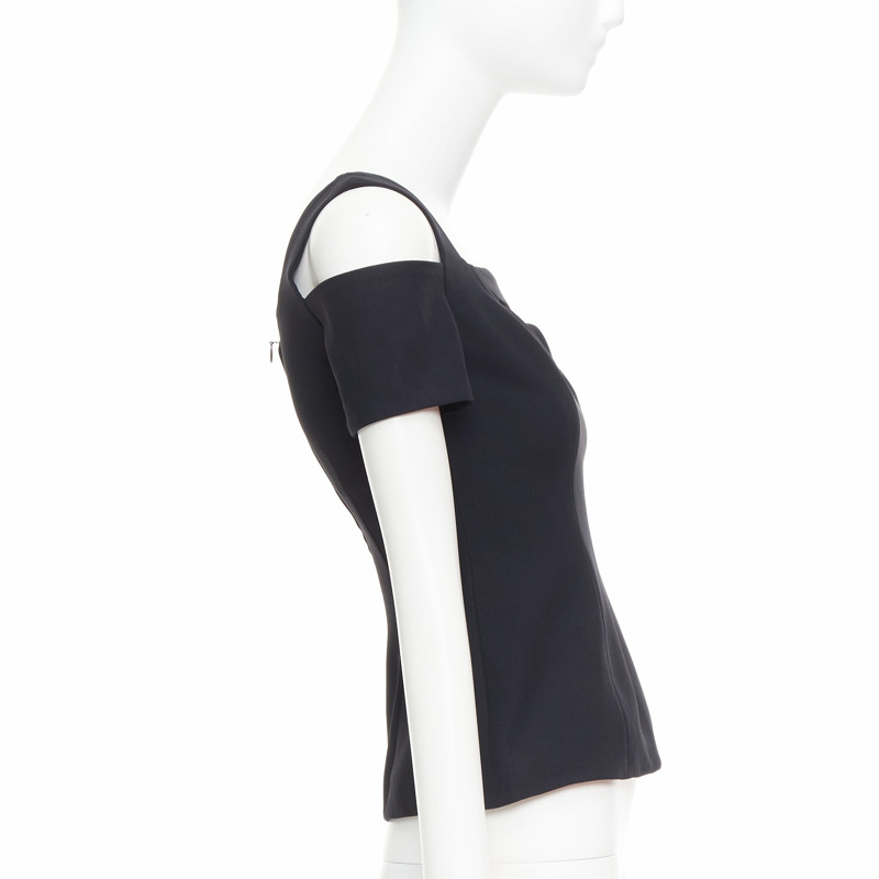 ALEXANDER MCQUEEN 2013 black cut out bust cold shoulder top IT38 XS-3