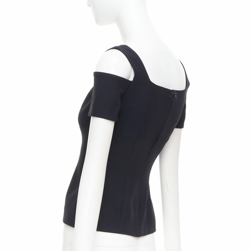 ALEXANDER MCQUEEN 2013 black cut out bust cold shoulder top IT38 XS-5