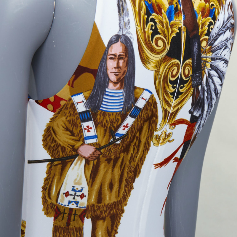 VERSACE Tribute 1992 Native Americans colorful Indian print swimsuit IT38 XS-1
