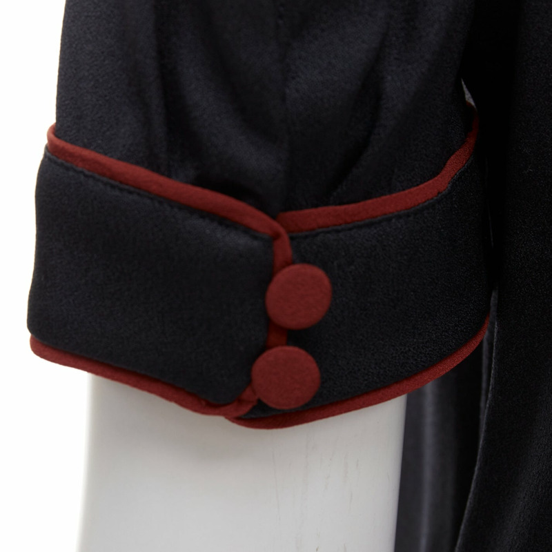 GUCCI 2007 Vintage black silk gold GG logo charm red piped top IT38 XS-6