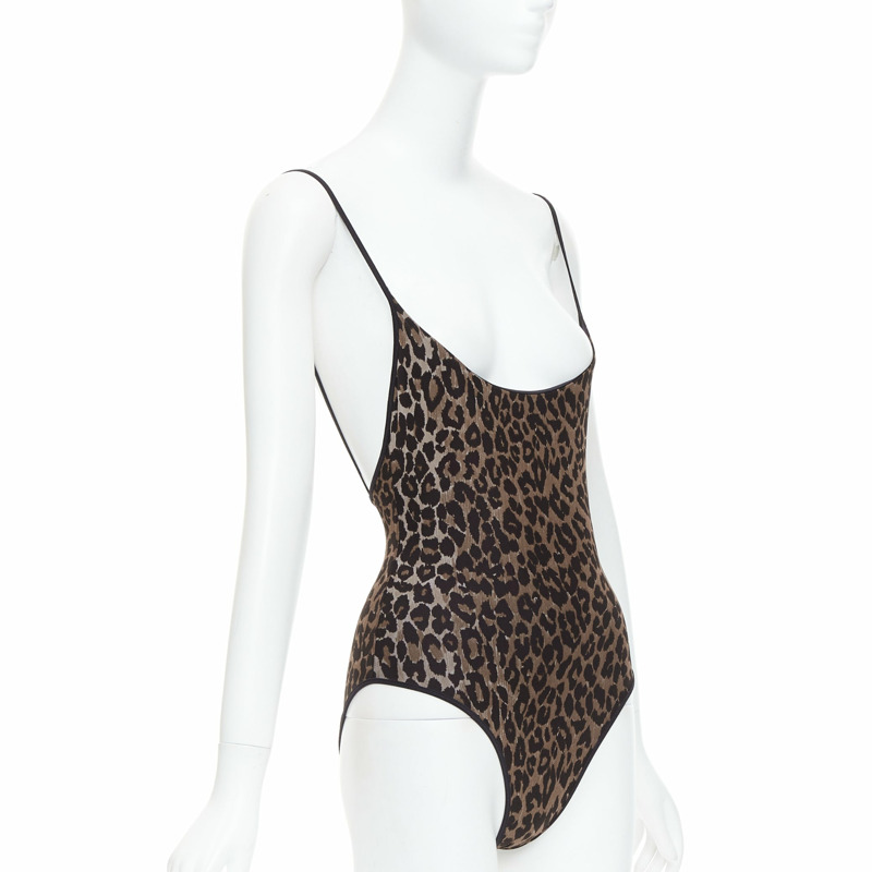 DOLCE GABBANA Mare Vintage brown leopard print scoop one piece swimsuit-2