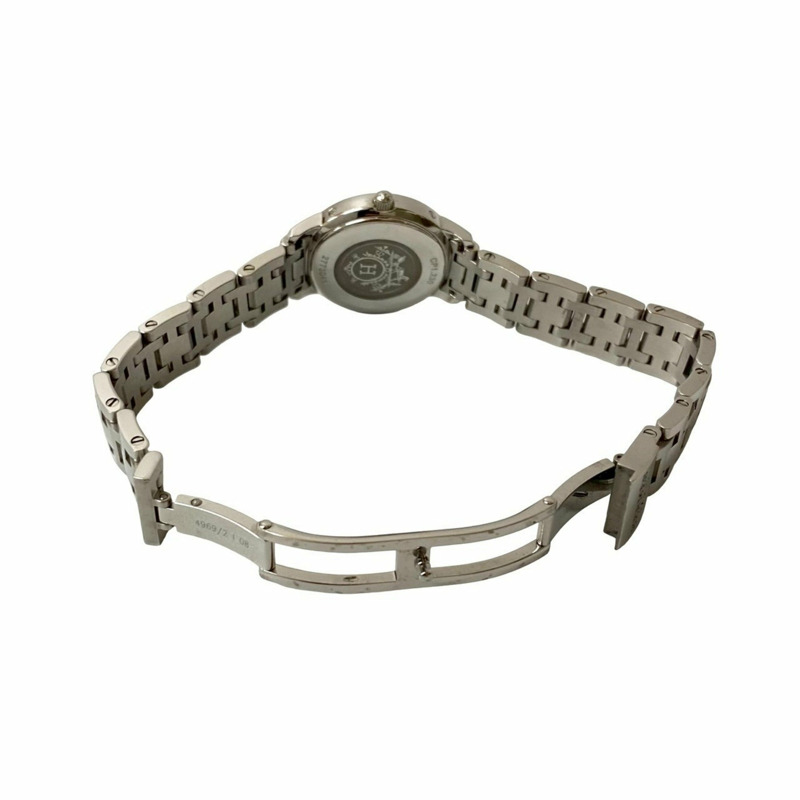 HERMES Clipper 鑽石錶圈石英不鏽鋼女士手錶,銀色,27524-2