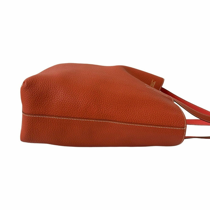HERMES Double Sens 45 Taurillon Clemence 皮革托特包/手提包,橘色,a13-7-5