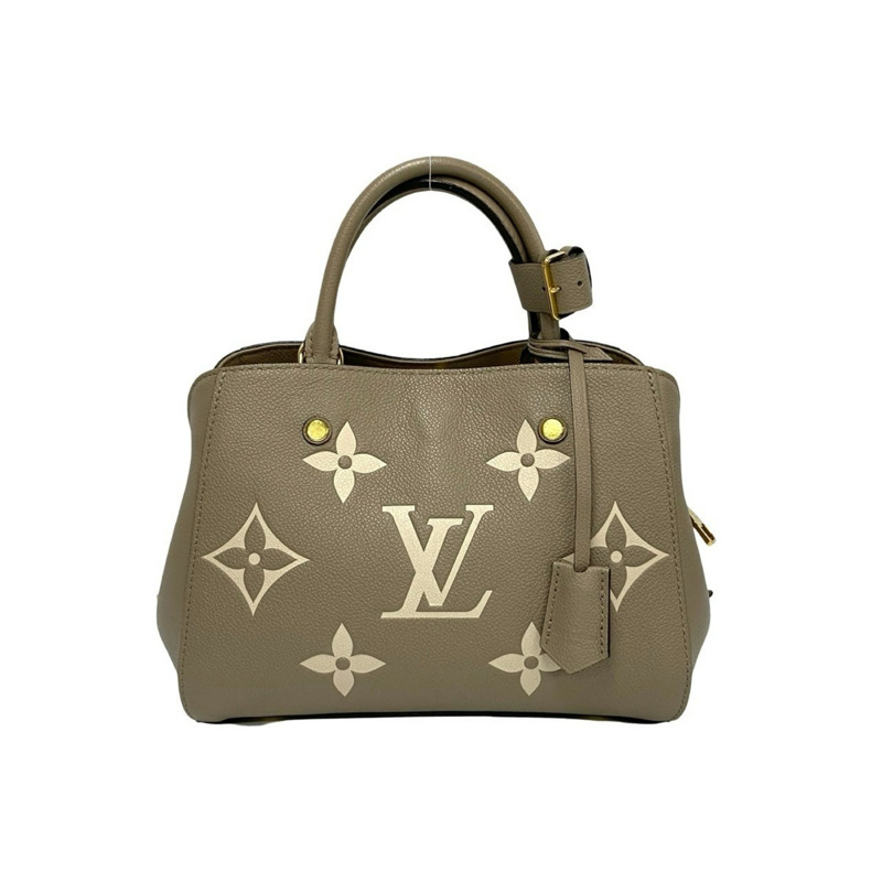 LOUIS VUITTON Monogram Empreinte 路易威登 Montaigne BB 皮革手提包托特包 米色 90824-0