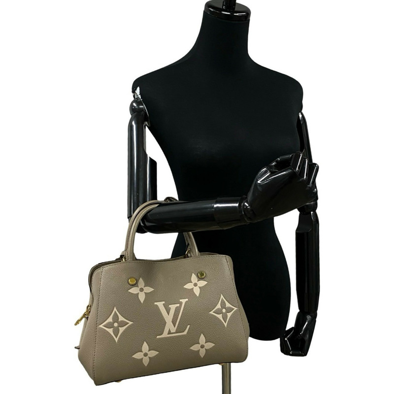 LOUIS VUITTON Monogram Empreinte 路易威登 Montaigne BB 皮革手提包托特包 米色 90824-1