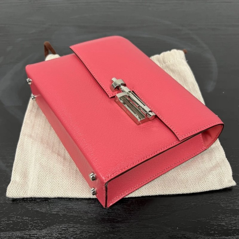 HERMES Verrou mini唇膏粉銀扣插銷包 17*13*4 98新配件塵袋-2