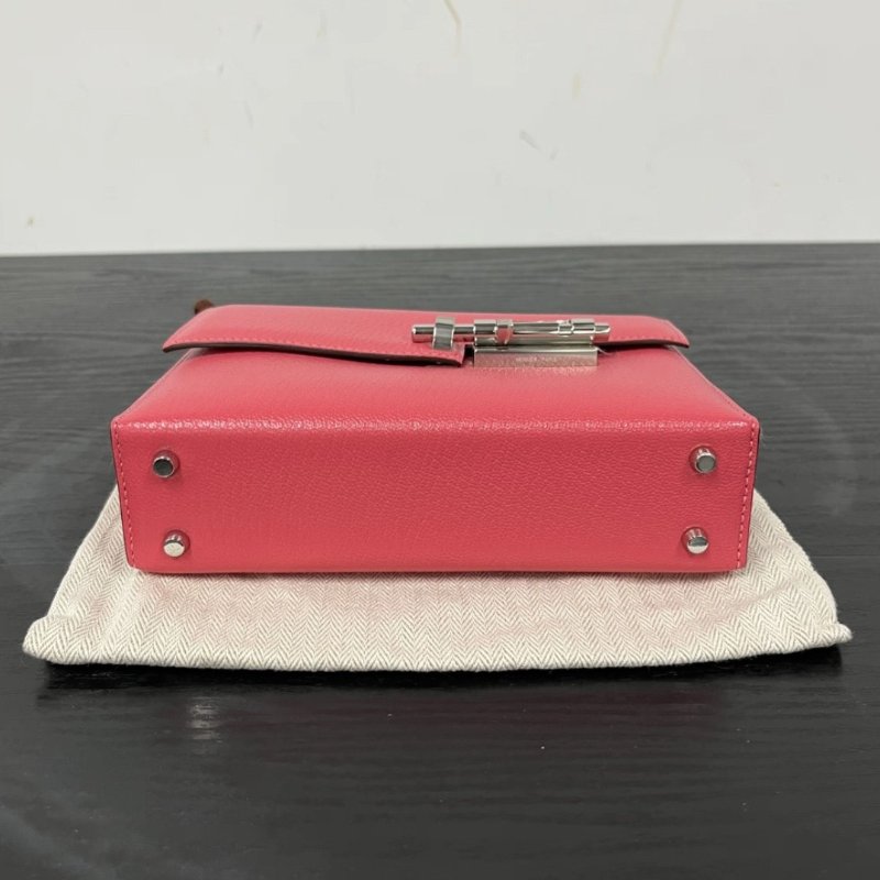 HERMES Verrou mini唇膏粉銀扣插銷包 17*13*4 98新配件塵袋-4