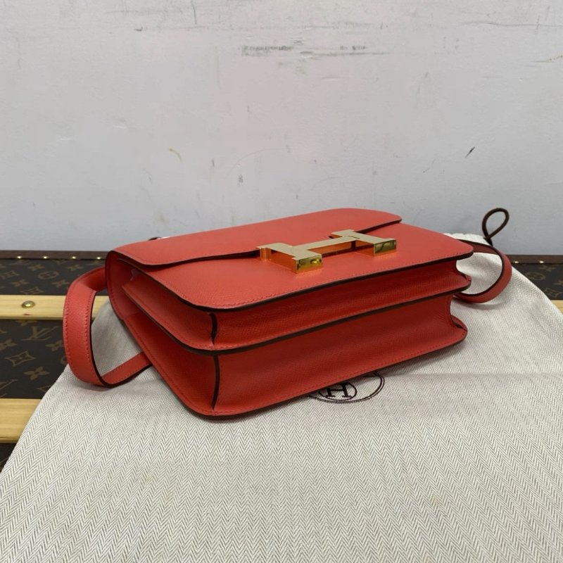 HERMES 康康24齋普洱色粉金扣肩背斜背包 24*18.5*6 98新配件盒子塵袋購證-4