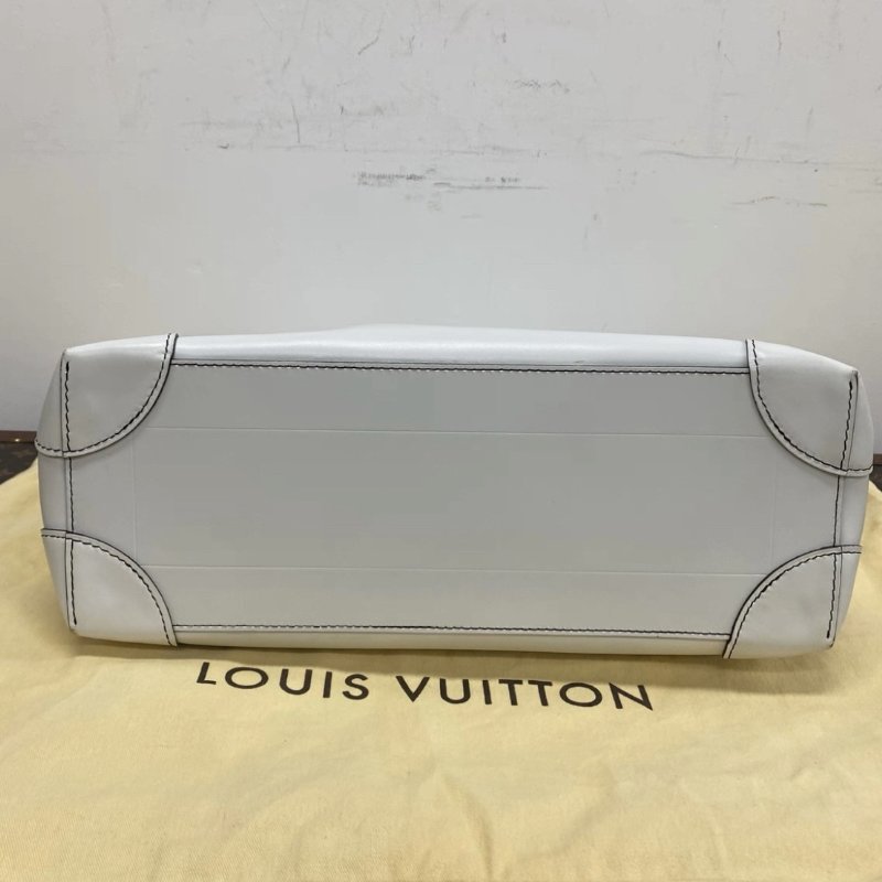 LV Steamer白色水波紋手提肩背斜背包 39*32*15 98新配件塵袋-3