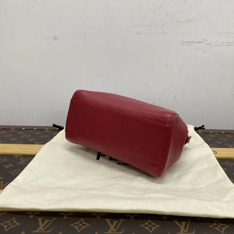 FENDI peekaboo mini紅金鑽扣肩背斜背手提包 19*16*6cm 98新配件塵袋-2