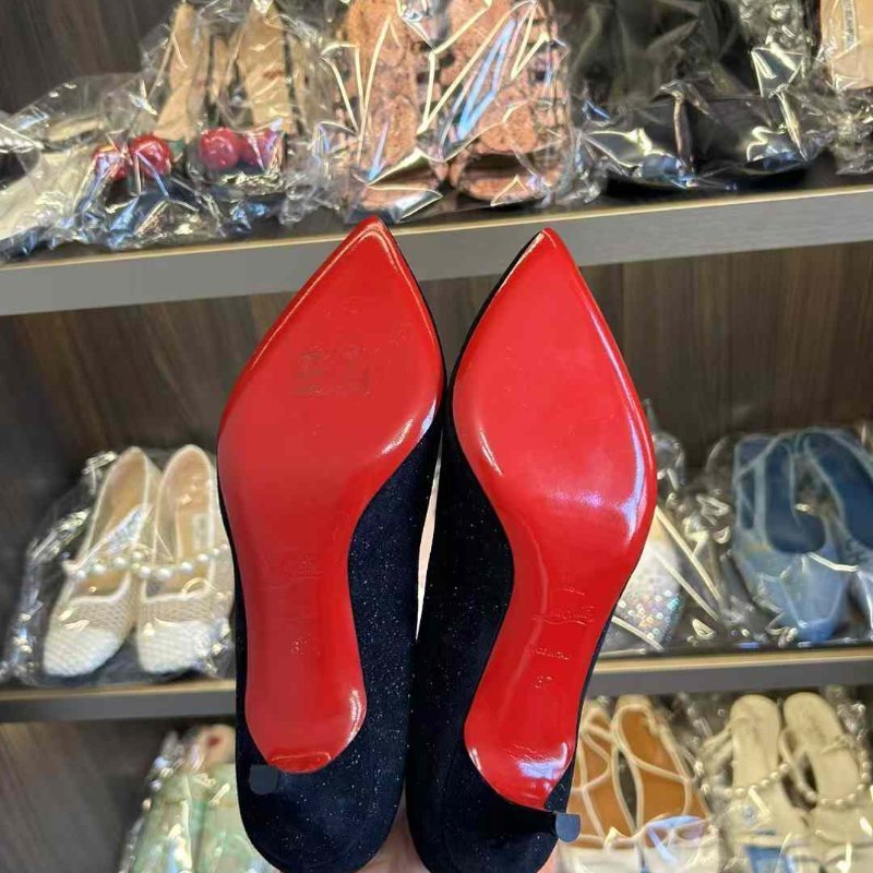 Christian louboutin 紅底鞋高跟鞋 全新37號 高度適中 黑色百搭-2