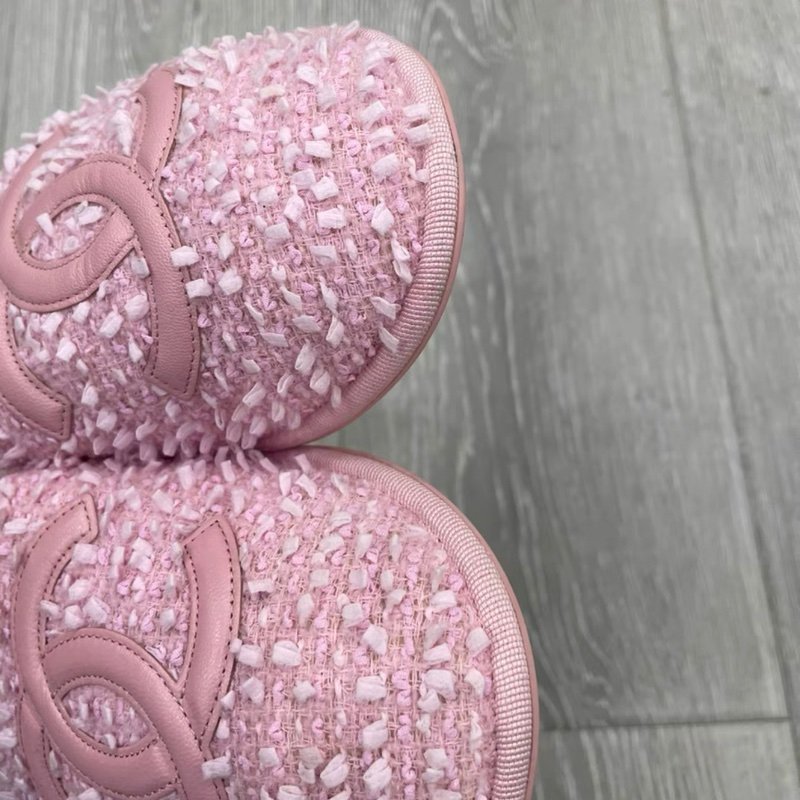 Chanel 粉色平底大logo拖鞋 S號 36-37可穿 有輕微穿著痕跡-2