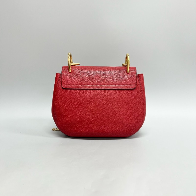 Chloe 紅色全皮中號小豬包 單肩斜挎鏈條包，尺寸23*19cm-1