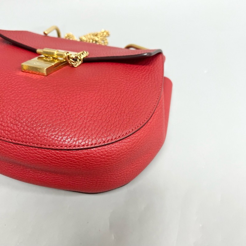 Chloe 紅色全皮中號小豬包 單肩斜挎鏈條包，尺寸23*19cm-3