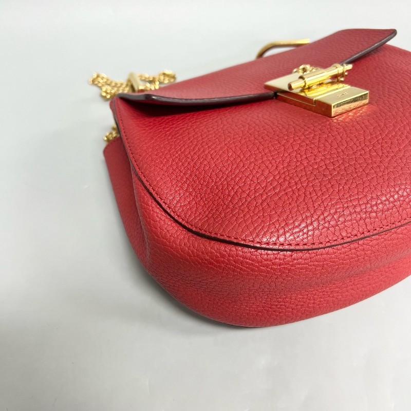 Chloe 紅色全皮中號小豬包 單肩斜挎鏈條包，尺寸23*19cm-4