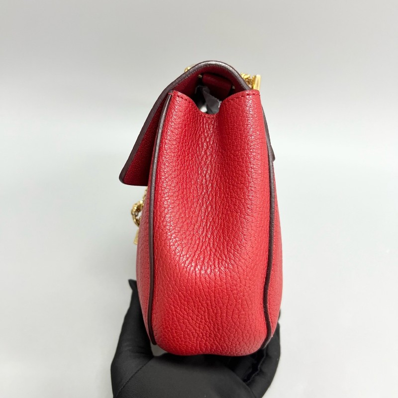 Chloe 紅色全皮中號小豬包 單肩斜挎鏈條包，尺寸23*19cm-5