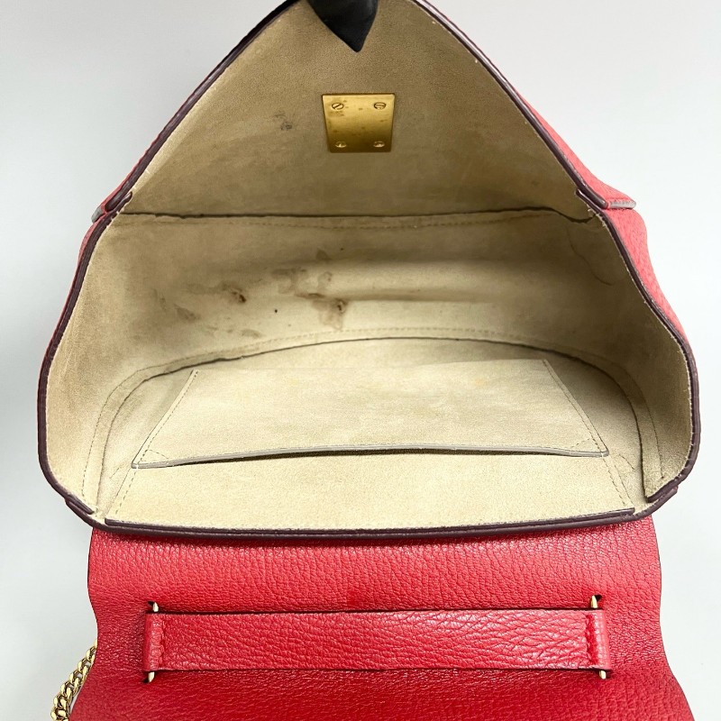 Chloe 紅色全皮中號小豬包 單肩斜挎鏈條包，尺寸23*19cm-7