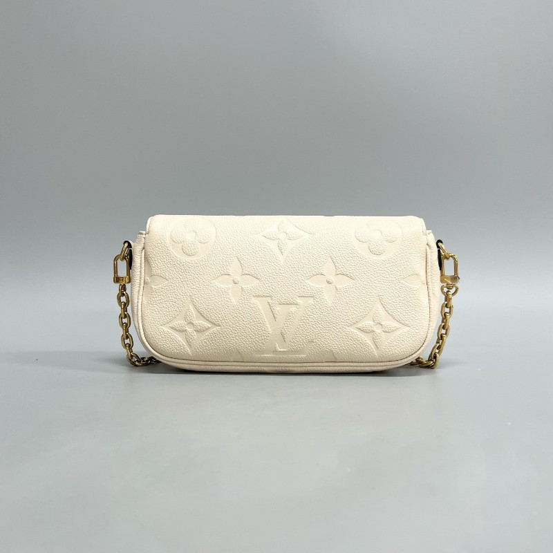 LV/路易威登 奶油白壓紋ivy 單肩斜挎包 腋下包 肩背包-1
