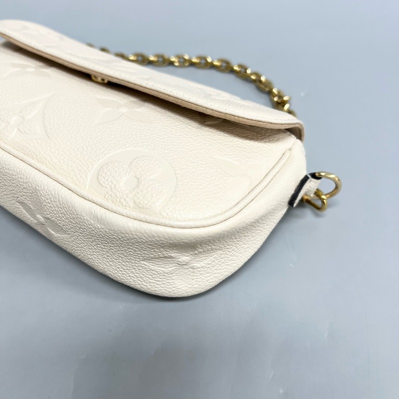 LV/路易威登 奶油白壓紋ivy 單肩斜挎包 腋下包 肩背包-3