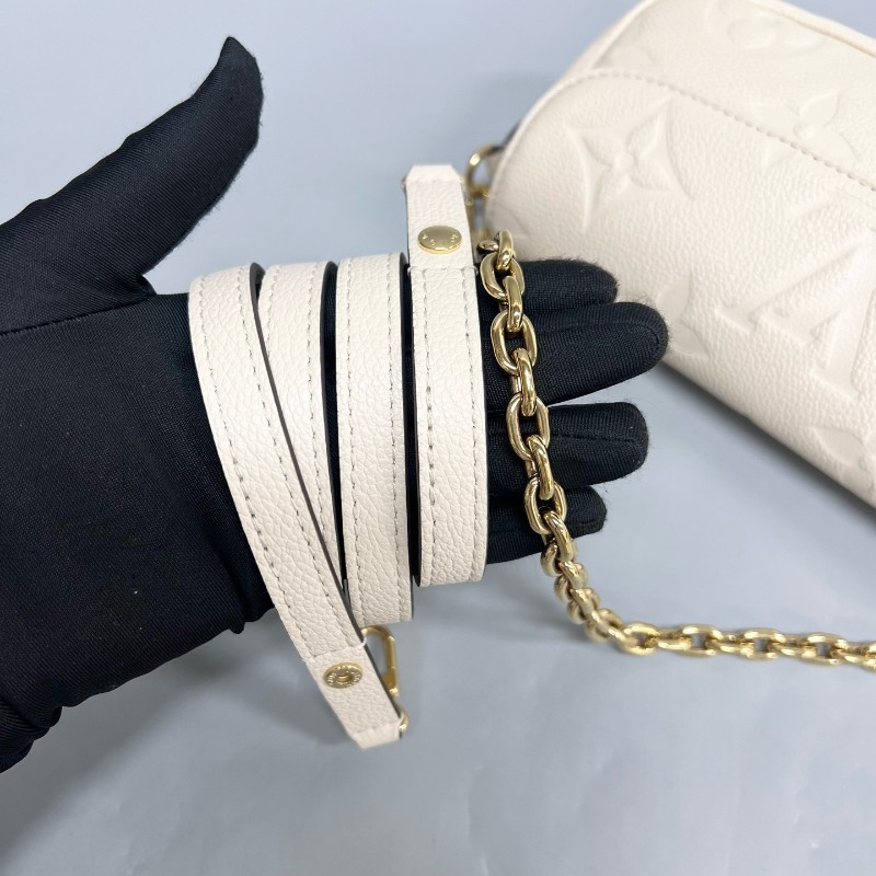 LV/路易威登 奶油白壓紋ivy 單肩斜挎包 腋下包 肩背包-7