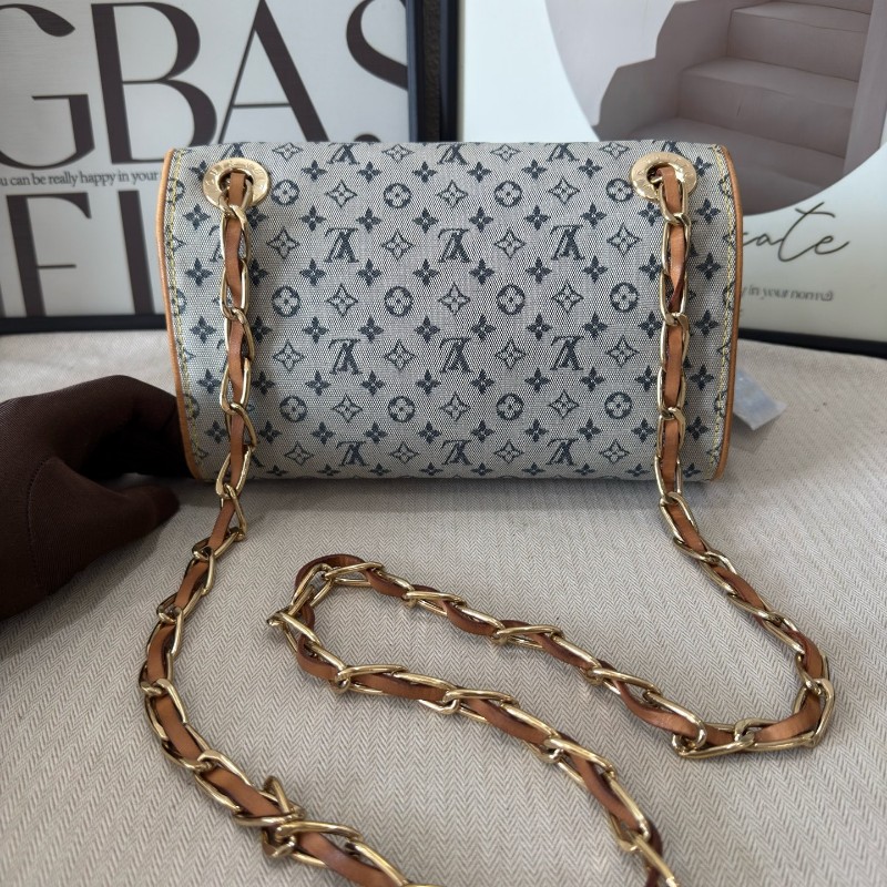 Louis Vuitton/路易威登 牛仔丹寧 金屬鏈條 單肩包 斜背包-1