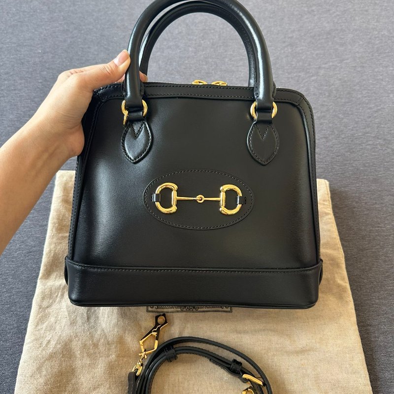 Gucci 黑色全皮復古 1955貝殼包 25*24*9cm 全新-0