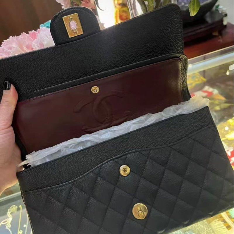 Chanel CF25黑金荔枝皮 配件塵袋-2