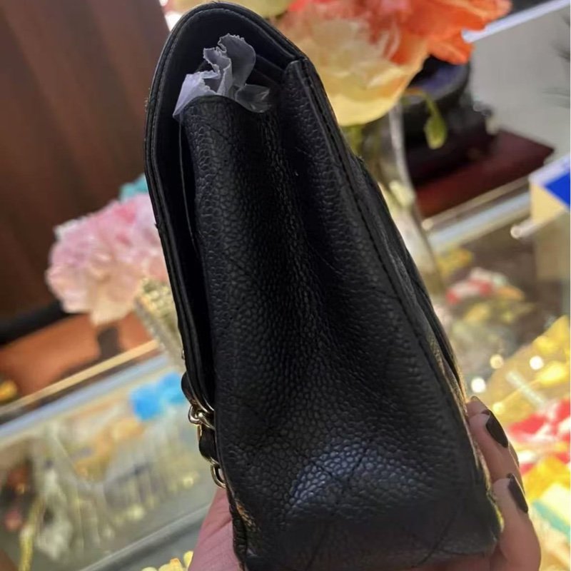 Chanel CF25黑金荔枝皮 配件塵袋-6
