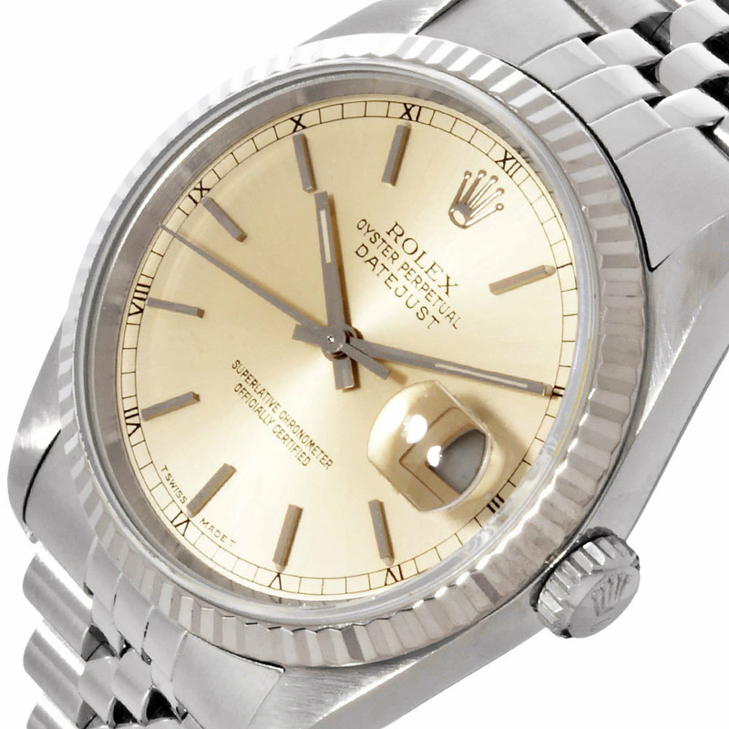 勞力士 ROLEX 16234 Datejust 自動手錶銀色錶盤 SS x WG 男士-6