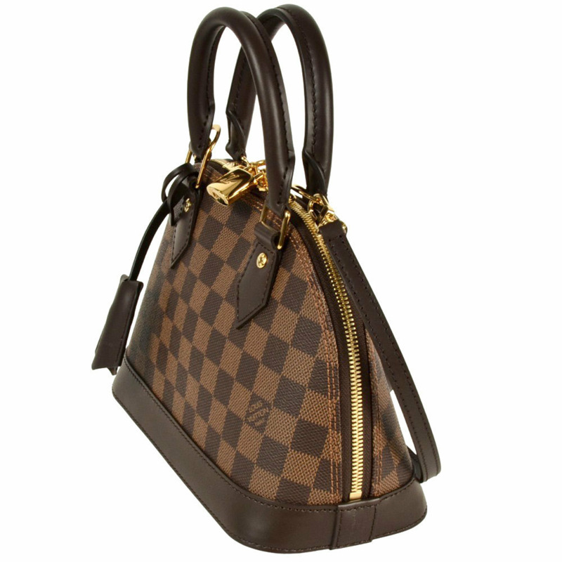 Louis Vuitton Alma BB 手提包 Damier Ebene 皮革 N41221 棕色 RFID（IC 晶片）內置-1