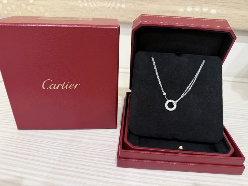 ✨ Cartier LOVE Necklace 18K白金兩鑽小圓餅吊墜項鏈 ✨-0